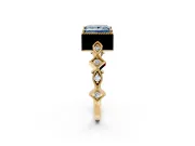 Milgrain Bezel Engagement Ring Setting for Fancy Blue Princess Cut Center with Marquise Stations and Bezel Head in Yellow Gold