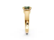 Solitaire Engagement Ring Setting for Fancy Green Cushion Cut Center with Wide Band, Pave Collar and Prong Head in Yellow Gold