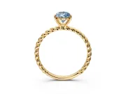 Solitaire Engagement Ring Setting for Fancy Blue Pear-Shaped Center with Plain Twisted Rope Band and Prong Head in Yellow Gold