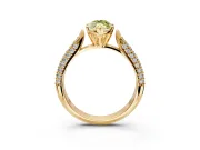 Solitaire Engagement Ring Setting for Fancy Yellow Marquise Center with Multi-Row Accents and Prong Head in Yellow Gold