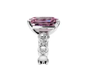 Solitaire Engagement Ring Setting for Fancy Pink Emerald Cut Center with Bezel-Dot Beaded Band and Prong Head in Platinum