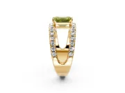 Solitaire Engagement Ring Setting for Fancy Yellow Emerald Cut Center with Wide-Open Split Shank and Prong Head in Yellow Gold