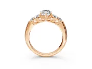 Cluster Engagement Ring Setting for Marquise Center with Round Cut Accent Frame and Prong Head in Rose Gold