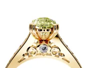 Solitaire Engagement Ring Setting for Fancy Yellow Pear-Shaped Center with Channel Band and Double Claw Prong Head in Yellow Gold