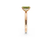 Hidden Halo Engagement Ring Setting for Fancy Yellow Emerald Cut Center with Thin Rounded Band and Prong Head in Rose Gold