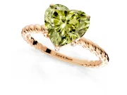 Solitaire Engagement Ring Setting for Fancy Yellow Heart-Shaped Center with Plain Twisted Rope Band and Prong Head in Rose Gold