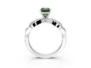 Solitaire Engagement Ring Setting for Fancy Green Emerald Cut Center with Criss-Cross Accent Band and Prong Head in Platinum