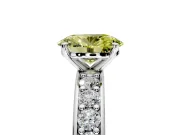 Solitaire Engagement Ring Setting for Fancy Yellow Oval Center with Channel-Set Accents and Prong Head in Platinum