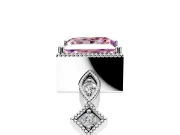 Milgrain Bezel Engagement Ring Setting for Fancy Pink Princess Cut Center with Marquise Stations and Bezel Head in Sterling Silver