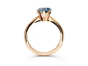 Solitaire Engagement Ring Setting for Fancy Blue Heart-Shaped Center with Knife Ridge Band and Claw Prong Head in Rose Gold