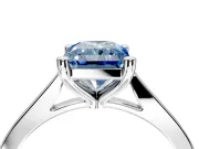 Solitaire Engagement Ring Setting for Fancy Blue Radiant Cut Center with Tapered Shoulders and Prong Head in Platinum