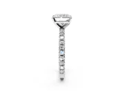 Solitaire Engagement Ring Setting for Radiant Cut Center with Fine Pave Band and Claw Prong Head in White Gold