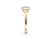 Solitaire Engagement Ring Setting for Radiant Cut Center with Open Cathedral Shoulders and Prong Head in Yellow Gold