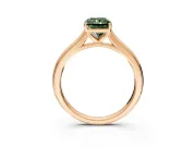 Solitaire Engagement Ring Setting for Fancy Green Radiant Cut Center with Narrow Cathedral Band and Prong Head in Rose Gold