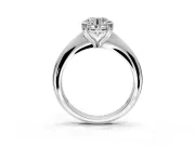 Solitaire Engagement Ring Setting for Round Cut Center with Reverse Tapered Band and Prong Head in White Gold