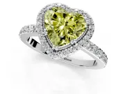 Halo Engagement Ring Setting for Fancy Yellow Heart-Shaped Center with Inner Milgrain Border and Prong Head in Platinum