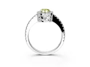 Accent Halo Engagement Ring Setting for Fancy Yellow Pear-Shaped Center with Full-Length Pave Band and Prong Head in Sterling Silver