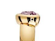 Solitaire Engagement Ring Setting for Fancy Pink Heart-Shaped Center with Wide Band and Bezel Head in Yellow Gold