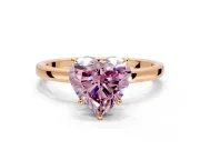 Hidden Halo Engagement Ring Setting for Fancy Pink Heart-Shaped Center with Plain Band and Tall Prong Head in Rose Gold
