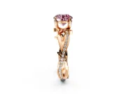 Solitaire Engagement Ring Setting for Fancy Pink Round Cut Center with Pave and Plain Crossover Band and Prong Head in Rose Gold