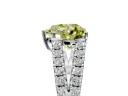 Solitaire Engagement Ring Setting for Fancy Yellow Heart-Shaped Center with Pave Split Shank and Prong Head in Platinum
