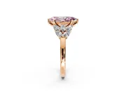 Leaf Cluster Engagement Ring Setting for Fancy Pink Marquise Center with Marquise Accents and Prong Head in Rose Gold