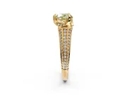 Solitaire Engagement Ring Setting for Fancy Yellow Heart-Shaped Center with Accented Split Shank and Prong Head in Yellow Gold