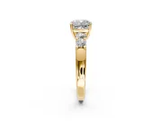 5 Stone Engagement Ring Setting for Cushion Cut Center with Plain Band and Prong Head in Yellow Gold