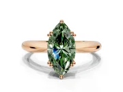 Solitaire Engagement Ring Setting for Fancy Green Marquise Center with Reverse Tapered Band and Prong Head in Rose Gold