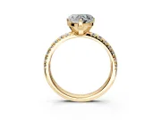 Solitaire Engagement Ring Setting for Heart-Shaped Center with Large Accents and Prong Head in Yellow Gold