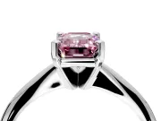 Solitaire Engagement Ring Setting for Fancy Pink Emerald Cut Center with Knife Ridge Band and Claw Prong Head in Platinum
