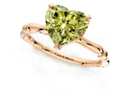Solitaire Engagement Ring Setting for Fancy Yellow Heart-Shaped Center with Bamboo Band and Prong Head in Rose Gold