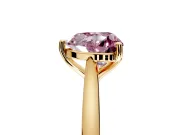 Solitaire Engagement Ring Setting for Fancy Pink Heart-Shaped Center with Narrow Cathedral Band and Prong Head in Yellow Gold