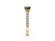 Solitaire Engagement Ring Setting for Fancy Green Cushion Cut Center with Single Row Accent Band and Prong Head in Rose Gold