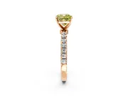 Open Basket Engagement Ring Setting for Fancy Yellow Cushion Cut Center with Pave Band and Prong Head in Rose Gold