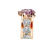 Solitaire Engagement Ring Setting for Fancy Pink Heart-Shaped Center with Graduated Shared Prongs and Prong Head in Rose Gold