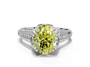 Solitaire Engagement Ring Setting for Fancy Yellow Oval Center with Accented Split Shank and Prong Head in Platinum