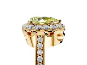 Floral Halo Engagement Ring Setting for Fancy Yellow Pear-Shaped Center with Large Halo Accents and Prong Head in Yellow Gold