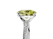 Side Accent Engagement Ring Setting for Fancy Yellow Oval Center with Accent Shoulders and Prong Head in Sterling Silver