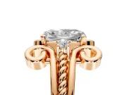 Solitaire Engagement Ring Setting for Radiant Cut Center with Twisted Band and Scroll Prong Head in Rose Gold
