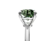 Minimalist Solitaire Engagement Ring Setting for Fancy Green Round Cut Center with Thin Band and Prong Head in Platinum