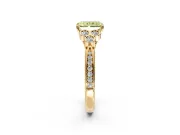 Cluster Engagement Ring Setting for Fancy Yellow Radiant Cut Center with Bezel Accent Clusters and Prong Head in Yellow Gold