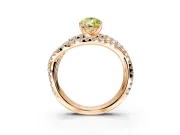 Solitaire Engagement Ring Setting for Fancy Yellow Pear-Shaped Center with Woven 3-Strand Pave Band and Prong Head in Rose Gold