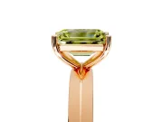 Solitaire Engagement Ring Setting for Fancy Yellow Emerald Cut Center with Wide Knife Ridge Band and Prong Head in Rose Gold