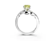Solitaire Engagement Ring Setting for Fancy Yellow Cushion Cut Center with Filigree Band and Prong Head in White Gold