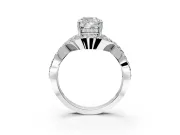 Halo Engagement Ring Setting for Cushion Cut Center with Pave Infinity Twist Band and Prong Head in Platinum