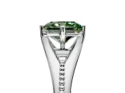 Solitaire Engagement Ring Setting for Fancy Green Radiant Cut Center with Milgrain Cathedral Band and Prong Head in Platinum