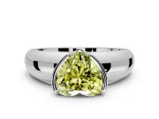 Tension Engagement Ring Setting for Fancy Yellow Heart-Shaped Center with Wide Flat Band and Tension Head in White Gold