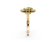 Cluster Halo Engagement Ring Setting for Fancy Yellow Oval Center with Milgrain Bezel Accents and Prong Head in Yellow Gold