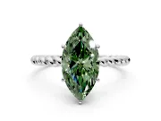 Solitaire Engagement Ring Setting for Fancy Green Marquise Center with Plain Twisted Rope Band and Prong Head in Sterling Silver